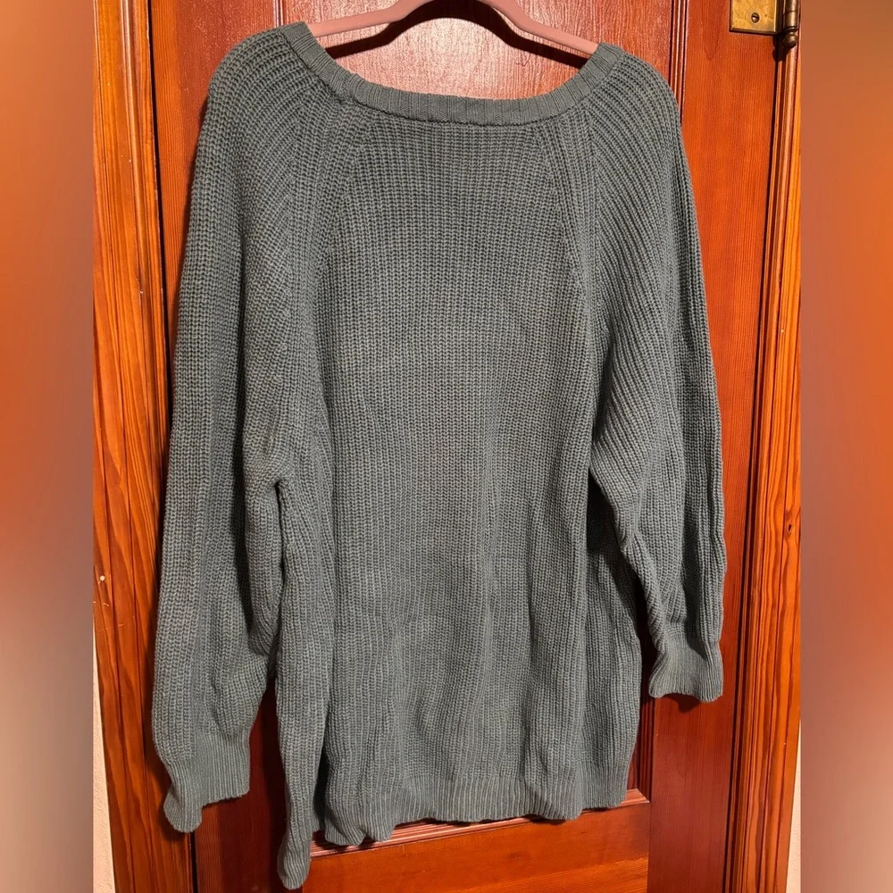 EXPRESS Women’s Teal Green Crew Neck Knitted Sweater Size Medium - Picture 5 of 6